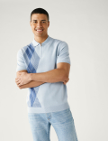Cotton Rich Arygle Knitted Polo Shirt