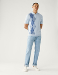 Cotton Rich Arygle Knitted Polo Shirt