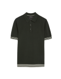 Cotton Blend Textured Knitted Polo Shirt