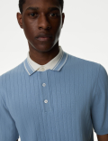 Cotton Rich Ribbed Knitted Polo Shirt