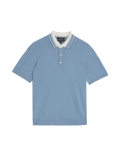 Cotton Rich Ribbed Knitted Polo Shirt