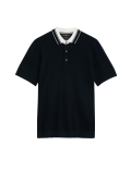 Cotton Rich Ribbed Knitted Polo Shirt