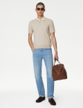 Cotton Rich Ribbed Knitted Polo Shirt