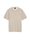 Cotton Rich Ribbed Knitted Polo Shirt
