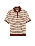 Pure Cotton Textured Striped Knitted Polo Shirt