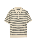 Pure Cotton Textured Striped Knitted Polo Shirt