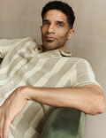 Cotton Rich Striped Knitted Polo Shirt