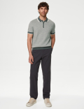 Cotton Rich Geometric Knitted Polo Shirt