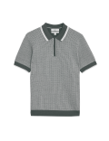 Cotton Rich Geometric Knitted Polo Shirt