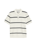 Cotton Rich Striped Knitted Polo Shirt