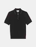 Cotton Rich Half Zip Knitted Polo Shirt