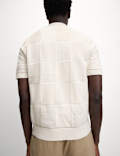 Button-Through Patchwork Knitted Polo Shirt