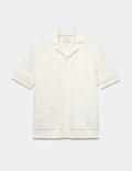 Button-Through Patchwork Knitted Polo Shirt