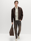 Cotton Rich Ribbed Knitted Zip Up Polo Shirt
