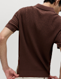 Cotton Rich Rib Texture Open Neck Polo Shirt