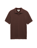 Cotton Rich Rib Texture Open Neck Polo Shirt