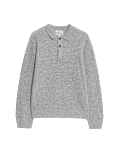 Lambswool Blend Knitted Polo Shirt