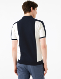 Cotton Colour Block Knitted Polo Shirt