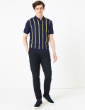 Cotton Striped Knitted Polo Shirt