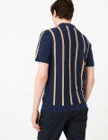 Cotton Striped Knitted Polo Shirt