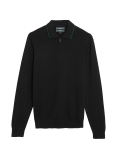 Cotton Textured Zip Neck Knitted Polo Shirt