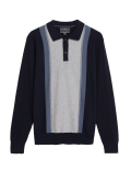 Cotton Rich Block Stripe Knitted Polo Shirt