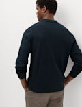 Cotton Blend Smart Rib Knit Polo Shirt