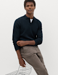 Cotton Blend Smart Rib Knit Polo Shirt