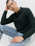 Cotton Blend Smart Rib Knit Polo Shirt