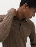 Cotton Blend Smart Rib Knit Polo Shirt