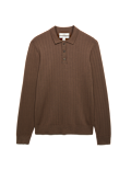 Cotton Blend Smart Rib Knit Polo Shirt