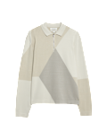 Colour Block Collared Neck Half Zip Jumper