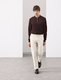 Mercerised Cotton Geometric Half Zip Polo