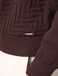 Mercerised Cotton Geometric Half Zip Polo