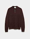 Mercerised Cotton Geometric Half Zip Polo