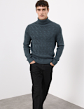 Pure Wool Wave Stitch Roll Neck Jumper