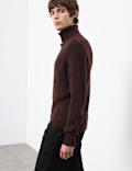 Pure Wool Wave Stitch Roll Neck Jumper