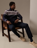 Cotton Blend Fair Isle Half Zip Jumper