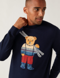 Pure Cotton Bear Christmas Crew Neck Jumper