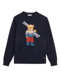 Pure Cotton Bear Christmas Crew Neck Jumper