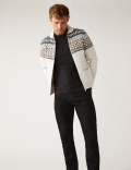 Cotton Blend Fair Isle Knitted Jacket