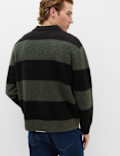 Striped Collared Neck Rugby Jumper with Wool