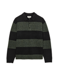 Striped Collared Neck Rugby Jumper with Wool