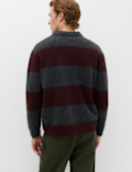 Striped Collared Neck Rugby Jumper with Wool