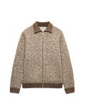 Twist Knit Zip Through Jumper with Wool