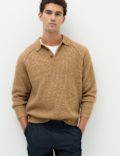 Lofty Ribbed Buttoned Knitted Polo Shirt