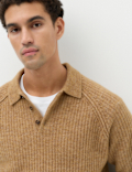 Lofty Ribbed Buttoned Knitted Polo Shirt