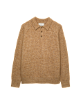 Lofty Ribbed Buttoned Knitted Polo Shirt