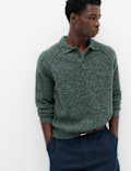 Lofty Ribbed Buttoned Knitted Polo Shirt