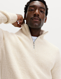 Supersoft Ribbed Half zip Jumper with Wool